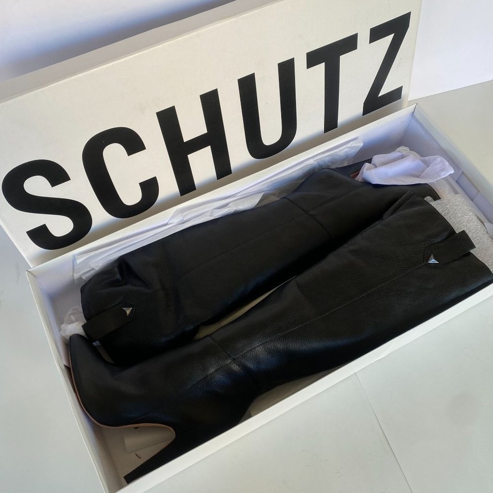 NIB SCHUTZ VICK BLACK KNEE HIGH LEATHER BOOTS SZ 6.5B 6B - Picture 9 of 11
